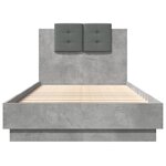 vidaXL Cadre de lit avec LED sans matelas gris béton 90x190 cm