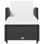 vidaXL Chaise longue avec coussin blanc crème Résine tressée Noir