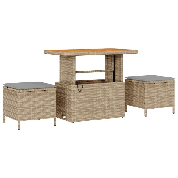 Ensemble de Canapé de jardin en Rotin Synthétique Beige de 9 pièces avec coussins
