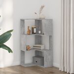 vidaXL Bibliothèque d'angle à 3 niveaux gris béton bois d'ingénierie