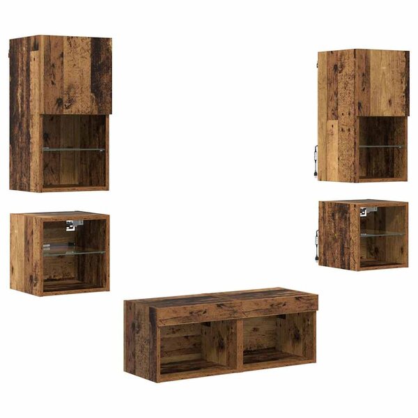 vidaXL Meubles TV muraux 8 Pièces Bois ancien Bois d'ingénierie