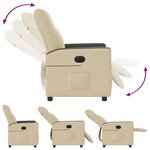 vidaXL Fauteuil inclinable électrique Crème Tissu
