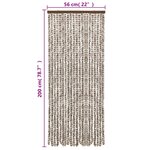 vidaXL Rideau anti-mouches taupe et blanc 56x200 cm chenille