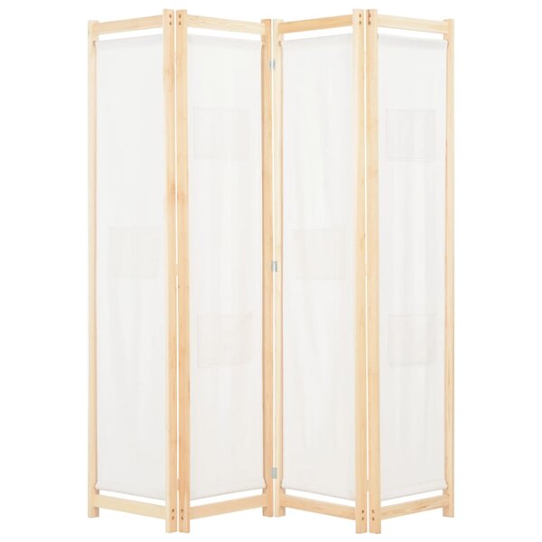 vidaXL Cloison de séparation 4 panneaux Crème 160x170x4 cm Tissu