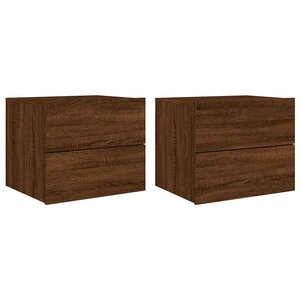 vidaXL Tables de chevet murales avec lumières LED 2 Pièces chêne marron