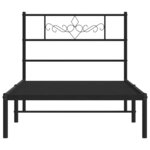 vidaXL Cadre de lit métal sans matelas avec tête de lit noir 100x190cm