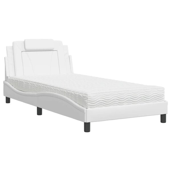 vidaXL Lit avec matelas blanc 100x200 cm similicuir