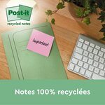 Bloc-note adhésif Recycling  127 x 76 mm  4 couleurs POST-IT
