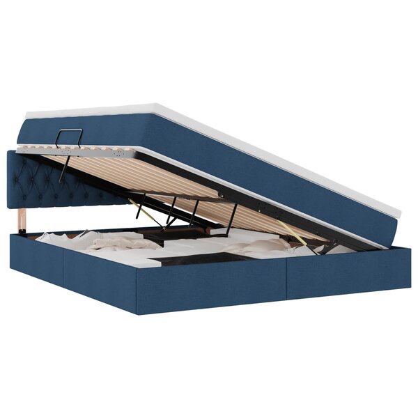 vidaXL Lit de rangement LED avec matelas Bleu 180 x 200 cm Tissu