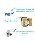 THIRARD - Verrou à bouton Transit 2 A2P* pour porte d'entrée  cylindre 40mm  acier  4 clés  époxy bronze - THIRARD