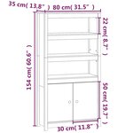 vidaXL Buffet haut Noir 80x35x154 cm Bois massif de pin