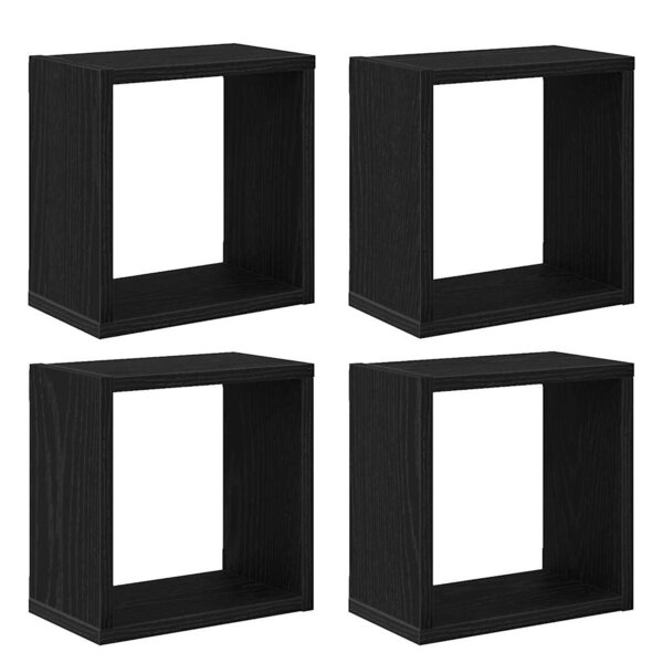 vidaXL Étagères murales avec étagère 4 Pièces Chêne Noir 26 x 15 x 26 cm