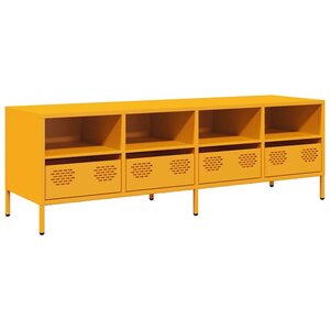 vidaXL Meuble TV jaune moutarde 135x39x43 5 cm acier laminé à froid