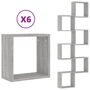 vidaXL Étagères cube murales 6 Pièces sonoma gris 30x15x30 cm