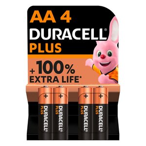 Pile alcaline aa lr06 duracell plus - blister de 4