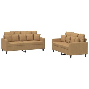 vidaXL Ensemble de canapés 2 Pièces avec coussins Marron Velours