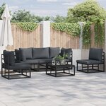 vidaXL Ensemble de canapé de jardin 6 Pièces Noir 70 x 70 x 32 cm
