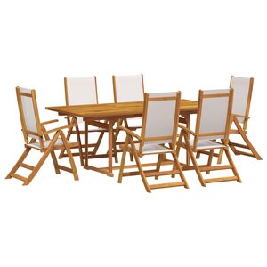 vidaXL Ensemble à Manger de jardin 7Pièces bois d'acacia solide textilène