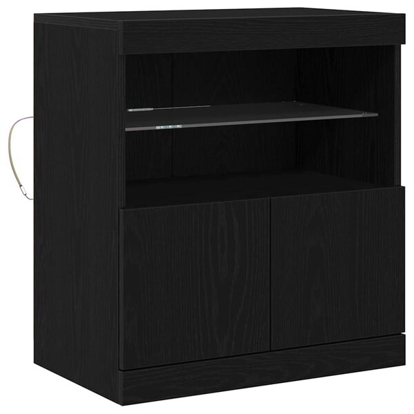 vidaXL Buffet LED Noir 60 5 x 37 x 67 cm Bois d'ingénierie