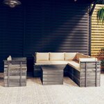 vidaXL Salon palette de jardin 7 Pièces avec coussins Bois de pin massif