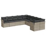 vidaXL Salon de jardin avec coussins 10 Pièces gris clair résine tressée