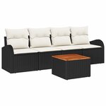 vidaXL Ensemble de canapé de jardin 5 Pièces Noir Poly rotin