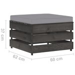 vidaXL Pouf sectionnel avec coussin Bois imprégné de gris
