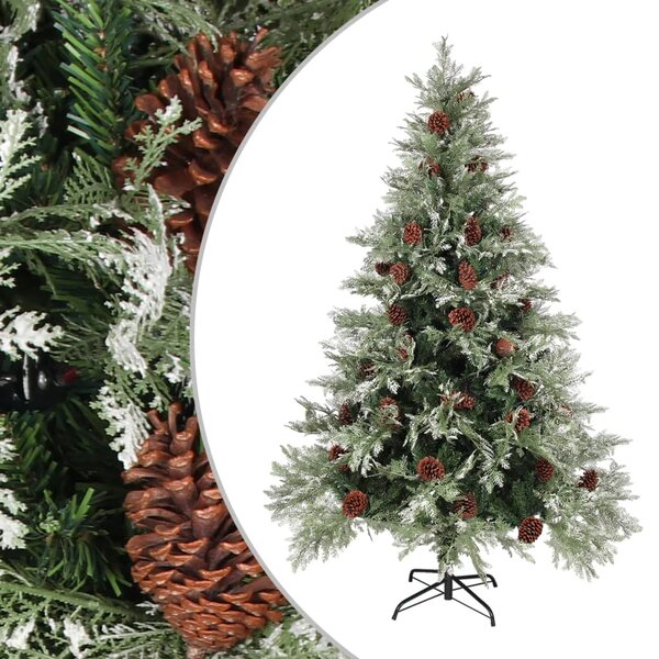 vidaXL Sapin de Noël avec pommes de pin Vert et blanc 150 cm PVC et PE