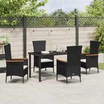vidaXL Ensemble de salle à manger pour jardin 5 Pièces Noir Poly rotin