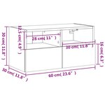 vidaXL Meuble TV mural noir 60x30x30 cm bois d'ingénierie