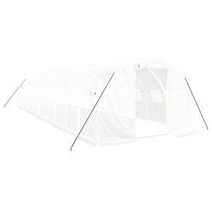 vidaXL Serre avec cadre en acier blanc 30 m² 10x3x2 m