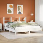 vidaXL Lit bibliothèque sans matelas blanc 200x200 cm bois pin massif