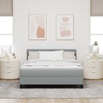 vidaXL lit box spring avec matelas et lumière LED gris clair 140x200 cm tissu