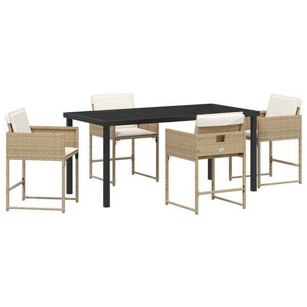 vidaXL Ensemble de salle à manger pour jardin 5 Pièces Beige Poly rotin