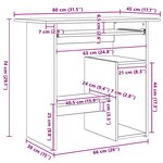 vidaXL Bureau Chêne sonoma 80x45x74 cm Bois d’ingénierie