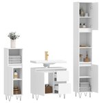 vidaXL Ensemble de meubles salle de bain 3 Pièces blanc bois d'ingénierie