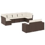 vidaXL Salon de jardin avec coussins 9 Pièces marron résine tressée