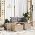 vidaXL Salon de jardin avec coussins 5Pièces mélange beige résine tressée