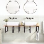 vidaXL Étagère de vasque murale acier et bois massif d'acacia