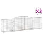 vidaXL Paniers à gabions arqués 3 Pièces 400x50x100/120 cm Fer galvanisé