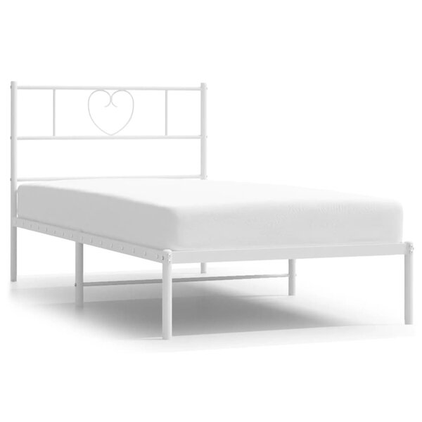 vidaXL Cadre de lit métal avec tête de lit blanc 100x200 cm