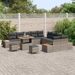 vidaXL Ensemble de canapé de jardin 13 Pièces Gris Poly rotin