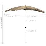 vidaXL Parasol de jardin avec mât 200x130 cm Taupe
