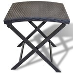 vidaXL Tabouret pliable Résine tressée Noir