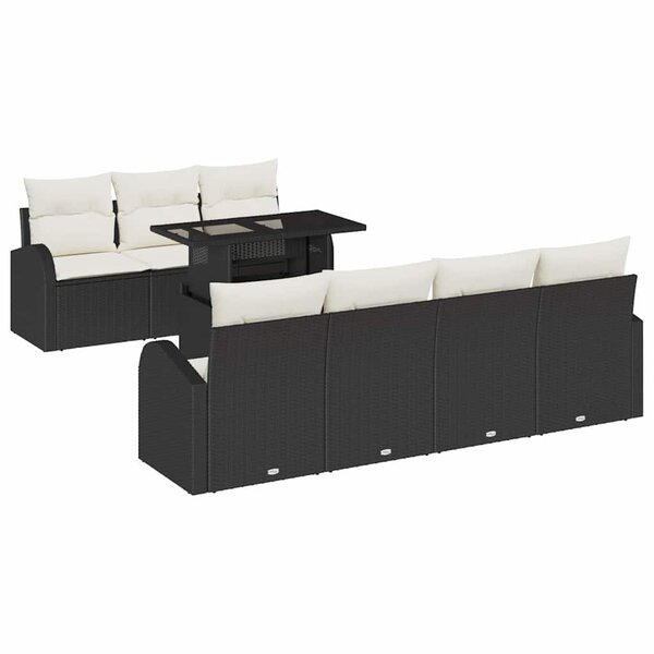 vidaXL Ensemble de canapé de jardin 8 Pièces Noir Poly Rattan