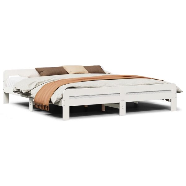 vidaXL Cadre de lit sans matelas blanc 200x200 cm bois massif de pin