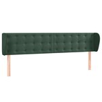 vidaXL Tête de lit avec oreilles Vert foncé 163x23x78/88 cm Velours