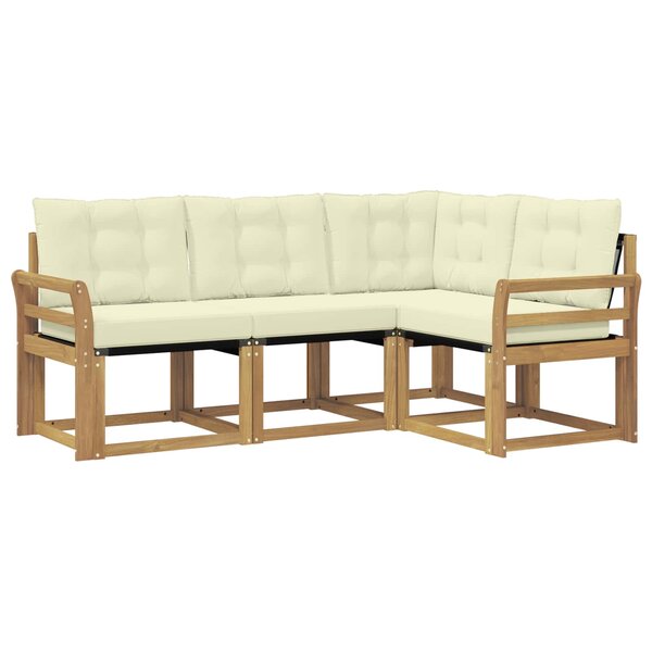 vidaXL Ensemble de canapés d'extérieur 4 pc Blanc et crème