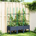 vidaXL Jardinière avec treillis bleu gris 120x40x142 5 cm PP