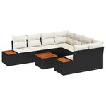 vidaXL Ensemble de canapé de jardin avec coussin 9 Pièces Noir Poly rotin